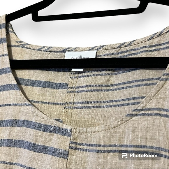 Purejill linen size small sleeveless 100% linen dress with pockets & side slits - Picture 5 of 16